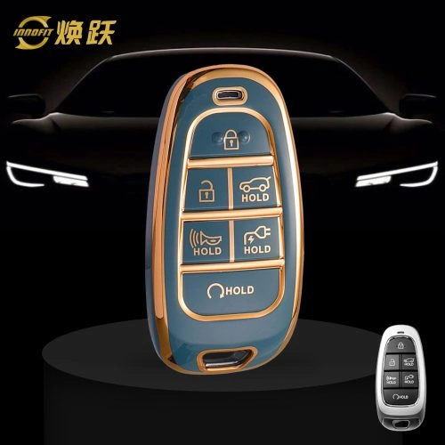 HYE8T1-Granny Grey-Gold Plating- Car Key Cover For Hyundai