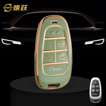 HYE8T1-Green-Gold Plating- Car Key Cover For Hyundai