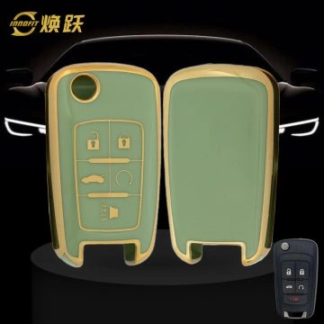 CED5T1-Green-Gold Plating- Car Key Cover For Chevrolet Opel GMC Holden