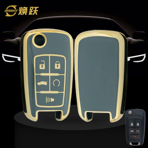 CED5T1-Granny Grey-Gold Plating- Car Key Cover For Chevrolet Opel GMC Holden