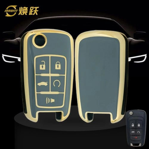 CED5T1-Granny Grey-Gold Plating- Car Key Cover For Chevrolet Opel GMC Holden