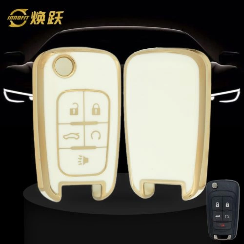 CED5T1-White-Gold Plating- Car Key Cover For Chevrolet Opel GMC Holden