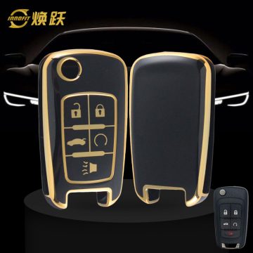 CED5T1-Black-Gold Plating- Car Key Cover For Chevrolet Opel GMC Holden