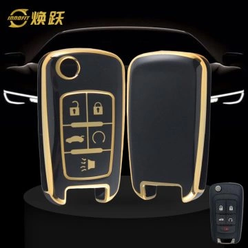 CED5T1-Black-Gold Plating- Car Key Cover For Chevrolet Opel GMC Holden