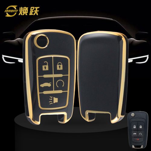 CED5T1-Black-Gold Plating- Car Key Cover For Chevrolet Opel GMC Holden