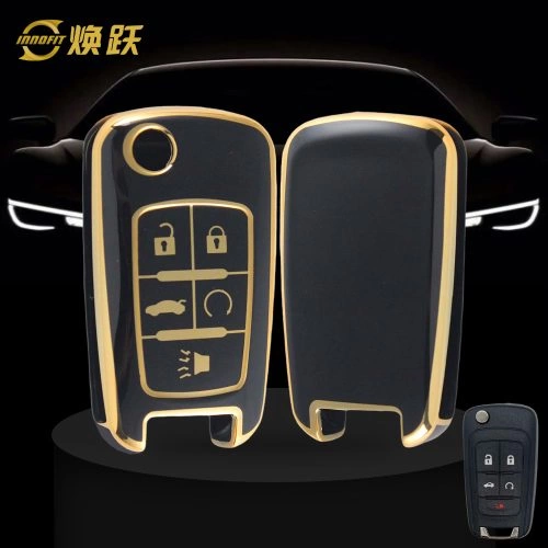 CED5T1-Black-Gold Plating- Car Key Cover For Chevrolet Opel GMC Holden