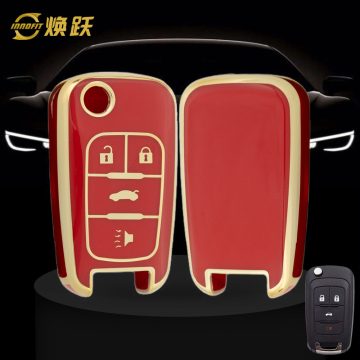 CED2T1-Red-Gold Plating- Car Key Cover For Chevrolet GMC Holden