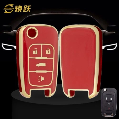 CED2T1-Red-Gold Plating- Car Key Cover For Chevrolet GMC Holden