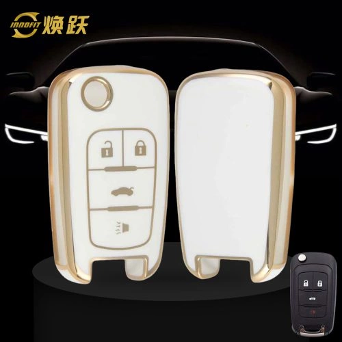CED2T1-White-Gold Plating- Car Key Cover For Chevrolet GMC Holden