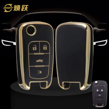 CED2T1-Black-Gold Plating- Car Key Cover For Chevrolet GMC Holden