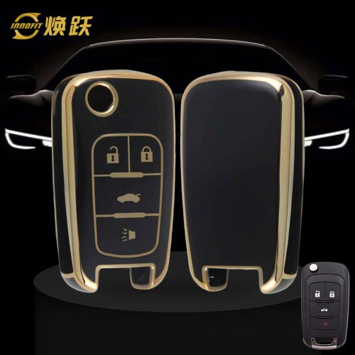 CED2T1-Black-Gold Plating- Car Key Cover For Chevrolet GMC Holden