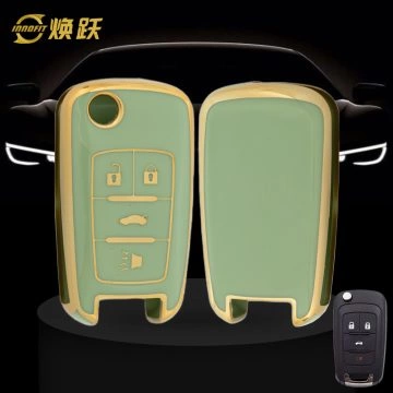 CED2T1-Green-Gold Plating- Car Key Cover For Chevrolet GMC Holden