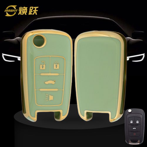 CED2T1-Green-Gold Plating- Car Key Cover For Chevrolet GMC Holden