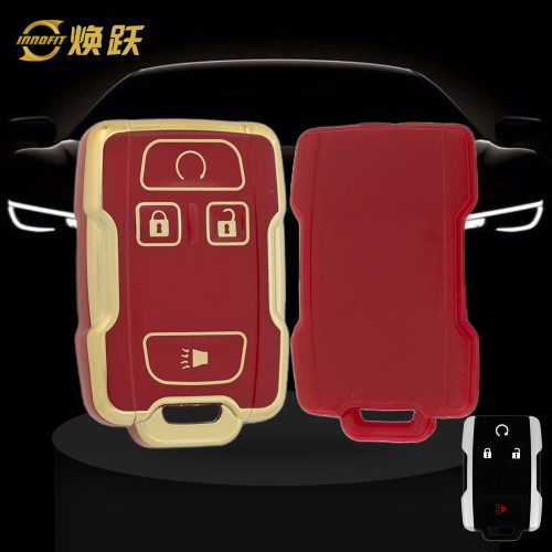 CEC1T1-Red-Gold Plating- Car Key Cover For Chevrolet