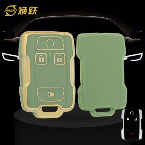 CEC1T1-Green-Gold Plating- Car Key Cover For Chevrolet