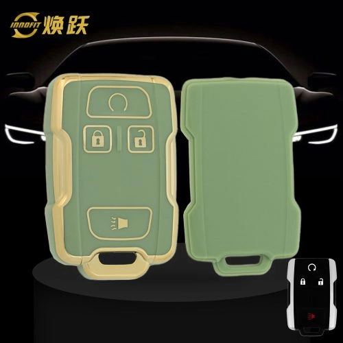CEC1T1-Green-Gold Plating- Car Key Cover For Chevrolet
