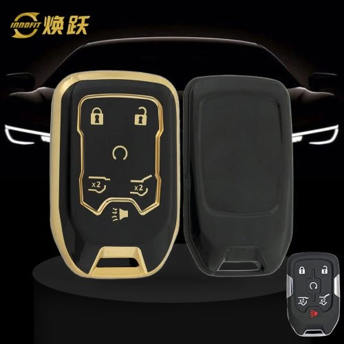 CEB2T1-Black-Gold Plating- Car Key Cover For Chevrolet