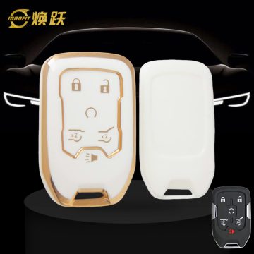 CEB2T1-White-Gold Plating- Car Key Cover For Chevrolet GMC