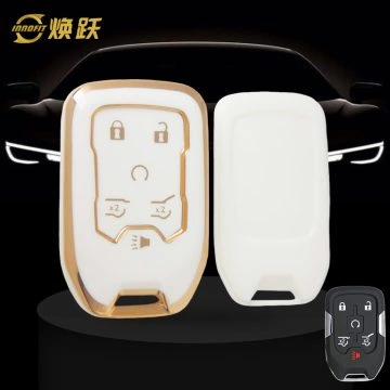 CEB2T1-White-Gold Plating- Car Key Cover For Chevrolet GMC