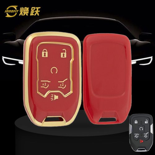 CEB2T1-Red-Gold Plating- Car Key Cover For Chevrolet