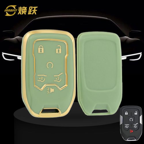 CEB2T1-Green-Gold Plating- Car Key Cover For Chevrolet