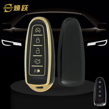 FOJ1T1-Black-Gold Plating- Car Key Cover For Ford LINCOLN