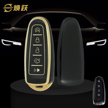 FOJ1T1-Black-Gold Plating- Car Key Cover For Ford LINCOLN