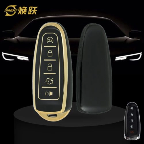FOJ1T1-Black-Gold Plating- Car Key Cover For Ford LINCOLN