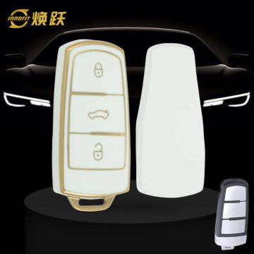 VOH1T1-White-Gold Plating- Car Key Cover For Volkswagen
