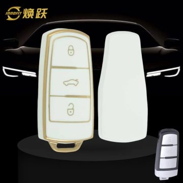 VOH1T1-White-Gold Plating- Car Key Cover For Volkswagen