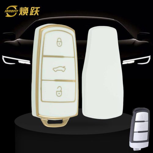VOH1T1-White-Gold Plating- Car Key Cover For Volkswagen