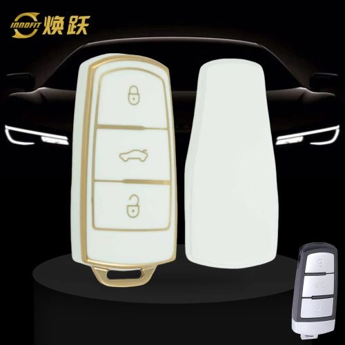 VOH1T1-White-Gold Plating- Car Key Cover For Volkswagen