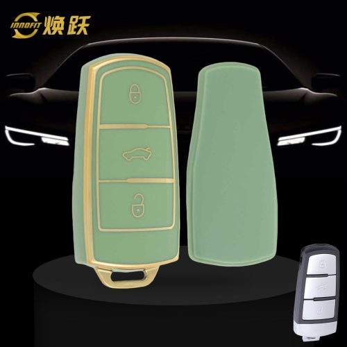 VOH1T1-Green-Gold Plating- Car Key Cover For Volkswagen