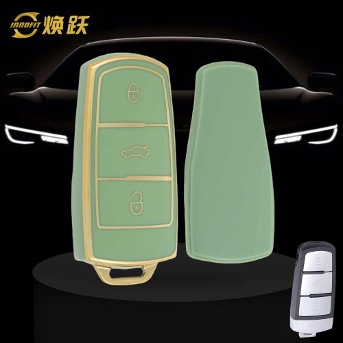 VOH1T1-Green-Gold Plating- Car Key Cover For Volkswagen