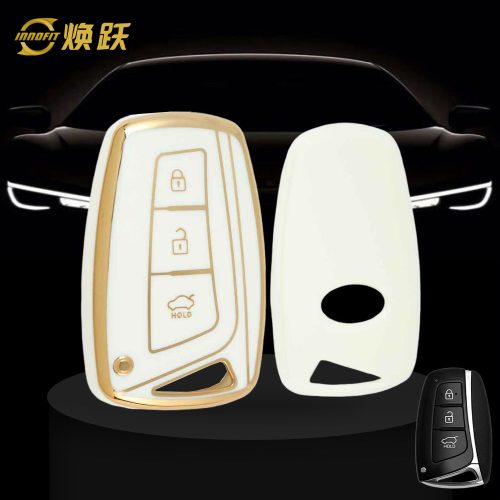 HYH1T1-White-Gold Plating- Car Key Cover For Hyundai GENESIS