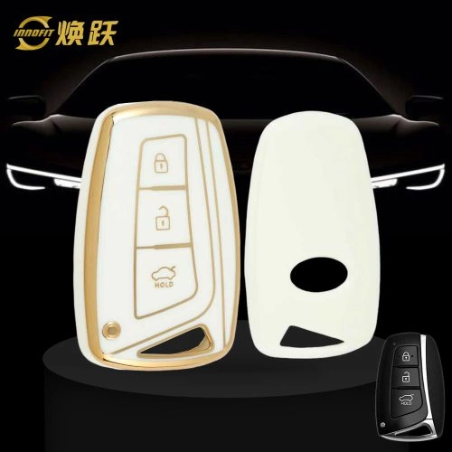 HYH1T1-White-Gold Plating- Car Key Cover For Hyundai GENESIS