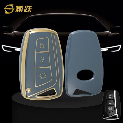 HYH1T1-Granny Grey-Gold Plating- Car Key Cover For Hyundai GENESIS