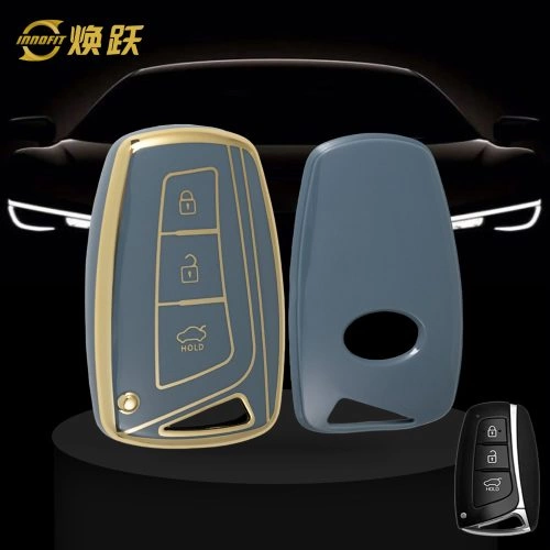HYH1T1-Granny Grey-Gold Plating- Car Key Cover For Hyundai GENESIS