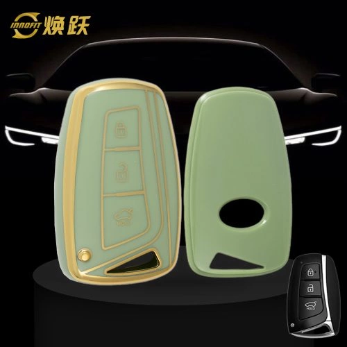 HYH1T1-Green-Gold Plating- Car Key Cover For Hyundai GENESIS
