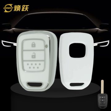 HOM1T1-White-Silver Plating- Car Key Cover For Honda