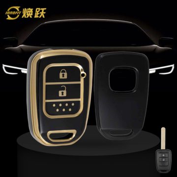 HOM1T1-Black-Gold Plating- Car Key Cover For Honda