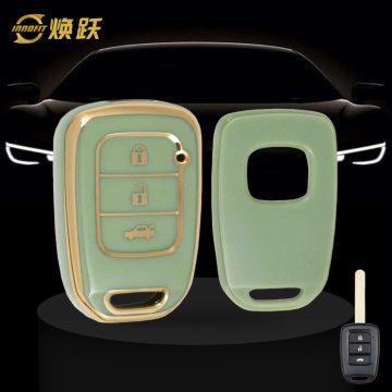 HOM2T1-Green-Gold Plating- Car Key Cover For Honda