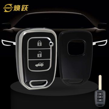 HOM2T1-Black-Silver Plating- Car Key Cover For Honda