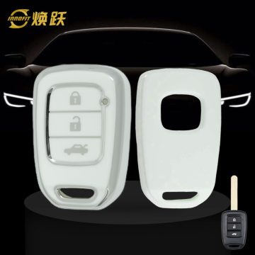 HOM2T1-White-Silver Plating- Car Key Cover For Honda