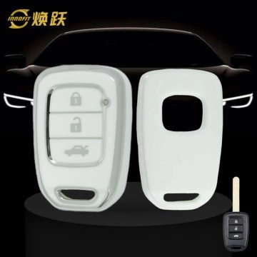 HOM2T1-White-Silver Plating- Car Key Cover For Honda