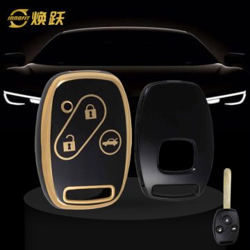 HON1T1-Black-Gold Plating- Car Key Cover For Honda
