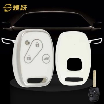 HON1T1-White-Silver Plating- Car Key Cover For Honda