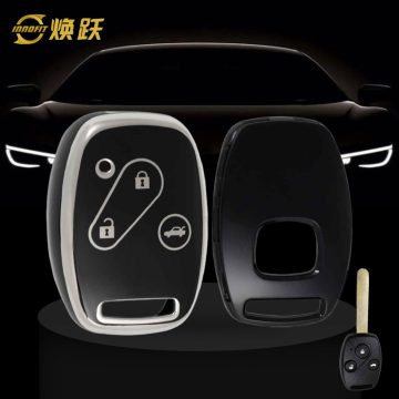 HON1T1-Black-Silver Plating- Car Key Cover For Honda