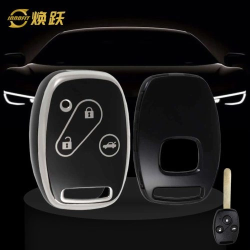 HON1T1-Black-Silver Plating- Car Key Cover For Honda