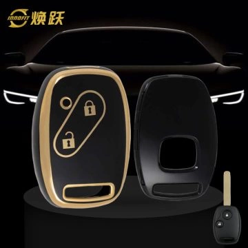 HON2T1-Black-Gold Plating- Car Key Cover For Honda